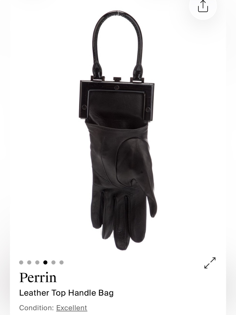 Perrin Black Glove-Shaped Leather Top Handle Bag